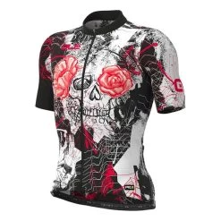 ALE Maglia Alé PRR Skull Manica Corta Bianco Nero Rosso